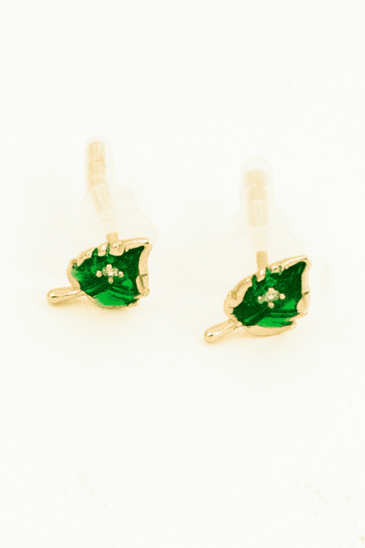 Aretes hoja verde diamantada